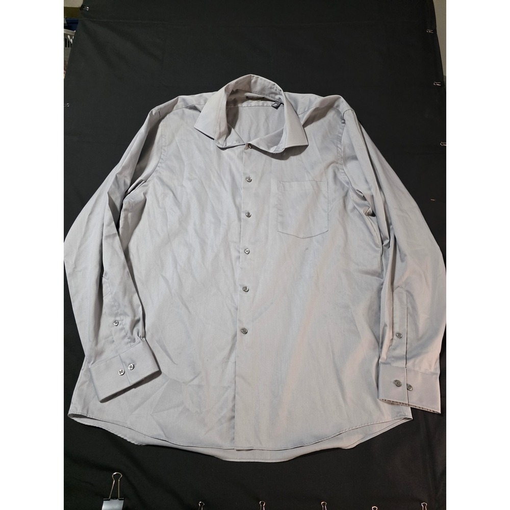 Van Heusen Flex Regular Fit Stretch Button Down Shirt Mens 16.5 34/35 Blue Gray